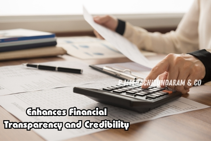 A professional pointing at SME surrounded by connected icons, highlighting statutory audit benefits at P Meenachisundaram & Co in Coimbatore